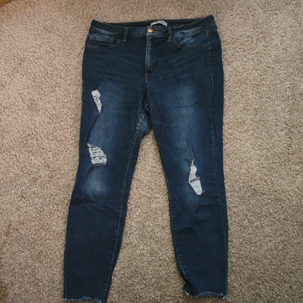 Refuge Blue Skinny Jeans with Distressed Details